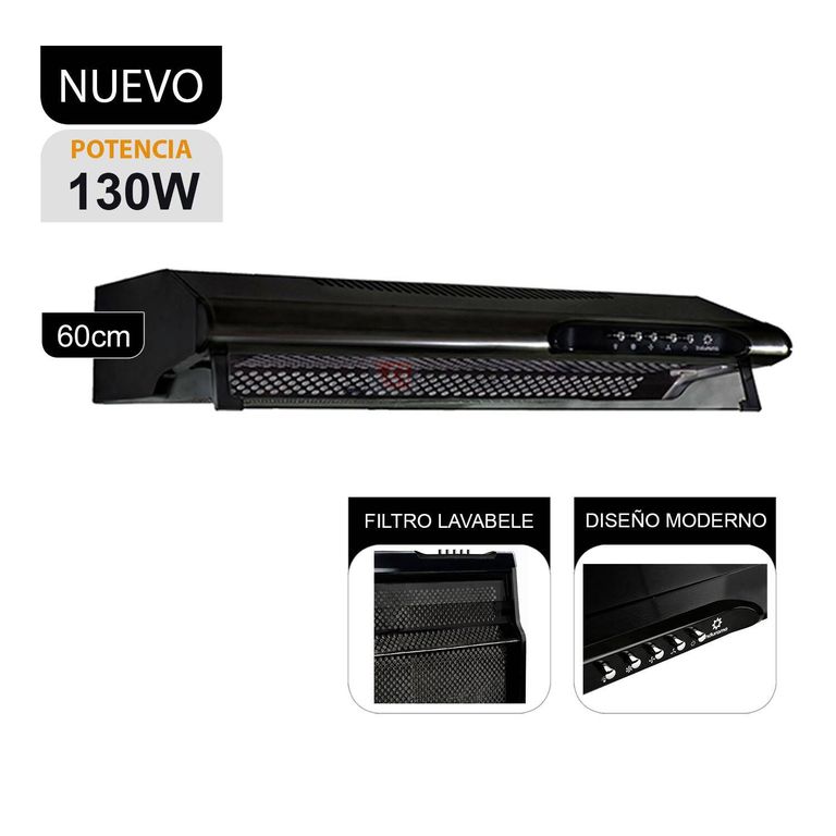 CAMPANA EXTRACTORA 130 W CEI-602NE NEGRO