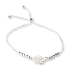 AMBAR JOYERIA - Pulsera de Plata Mandala Flor Regulable Silver