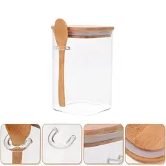 GENERICO - Frasco de vidrio hermético bambú con cucharita 1200ml