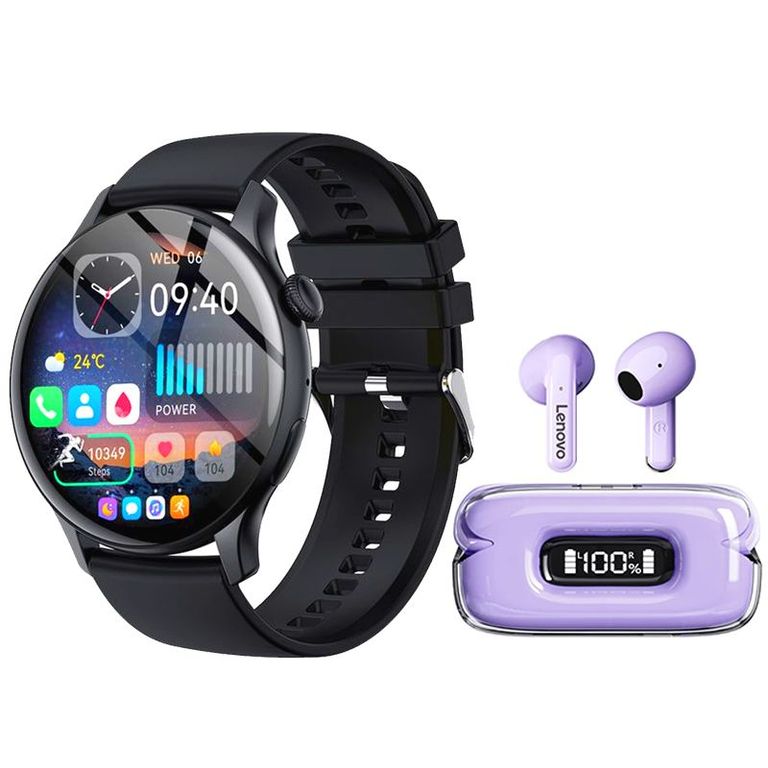 X15 II De Audífonos tws-Morado y Toumi Watch GT-H8-Negro