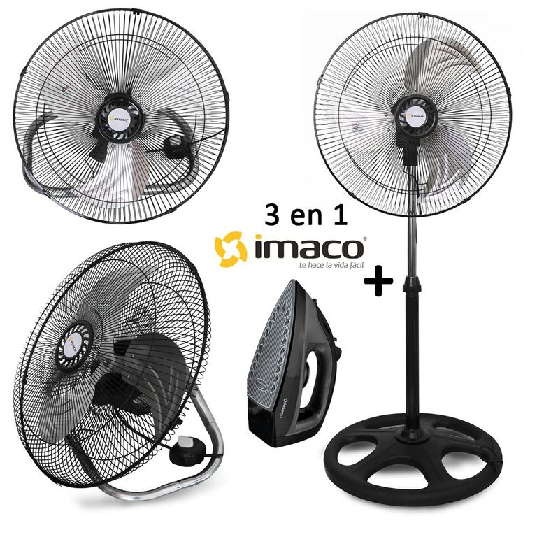 Ventilador 3 en 1 18" FSM370 + Plancha a Vapor - Negro