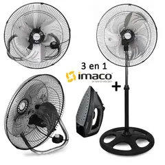 IMACO - Ventilador 3 en 1 18" FSM370 + Plancha a Vapor - Negro