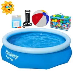 BESTWAY - Combo Piscina Inflable 305x76 100Pelotas Inflador Diversión