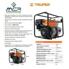 TRUPER - Motobomba autocebante de 15 HP a gasolina 4" x 4" 4 tiempos
