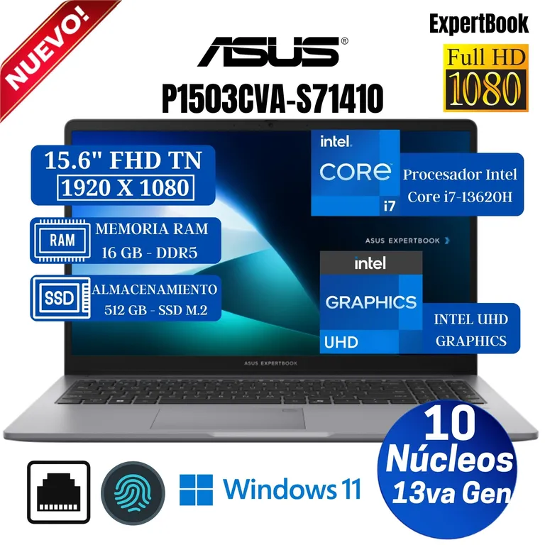 Laptop Expertbook B1503CVA-S71410 15.6" FHD TN, Core i7-13620H, Ram 16GB, Ssd 512GB, Win 11 Pro