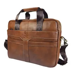 BULLCAPTAIN - Maletin Maleta cuero genuino Marron para Hombres