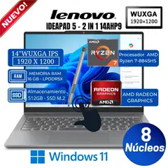 LENOVO - Laptop IdeaPad 5 2-in-1 14AHP9 14” WUXGA, Táctil, Ryzen 7-8845HS, Ram16GB, Ssd 512GB, Win 11