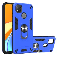 GENERICO - Funda Case para Xiaomi Redmi 9C con Anillo Metálico Antishock Azul