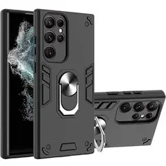 GENERICO - Funda Case para Samsung S22 Ultra con Anillo Metálico Antishock Negro