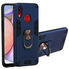 GENERICO - Funda para Samsung A10s con Anillo Metálico Antishock Azul Resistente