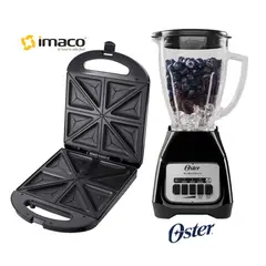 Imaco - Sandwichera de 4 Panes + Licuadora Oster Negra