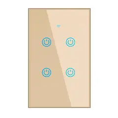 OEM - Interruptor Inteligente Wifi Táctil 4 Botones Con/Sin Neutro Dorado