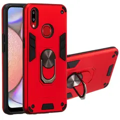GENERICO - Funda para Samsung A10s con Anillo Metálico Antishock Rojo Resistente