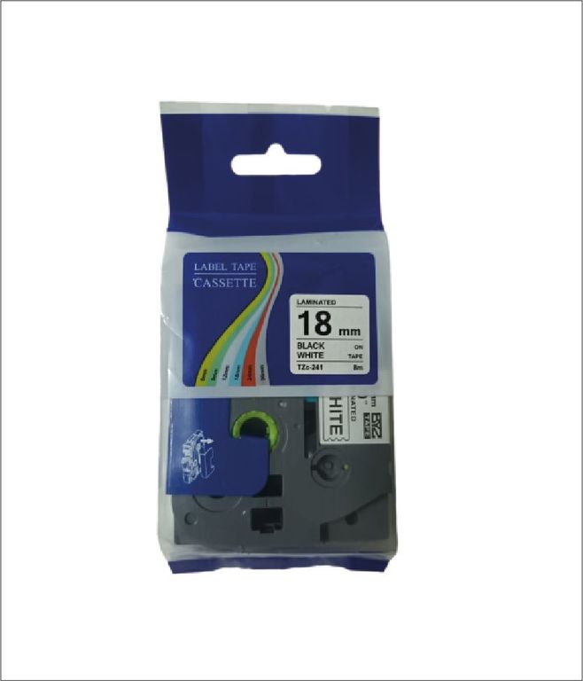 Cinta Laminada Brother TZc-241 18mm x 8m Black White