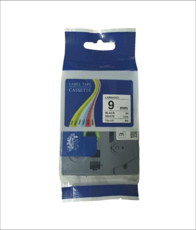 Cinta laminada para rotulador brother TZC-221 9mm BLACK WHITE