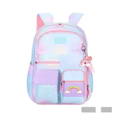 GENERICO - Mochila Arcoiris Grande Alta Calidad de Niñas Juvenil con Llaveros