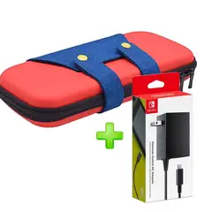 VARIOS - Pack Estuche Switch y Oled Mario RojoAzul y Cargador Original