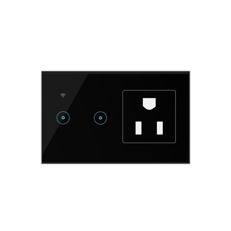 Enchufe con Interruptor de 2 Botones Inteligente Wifi Negro