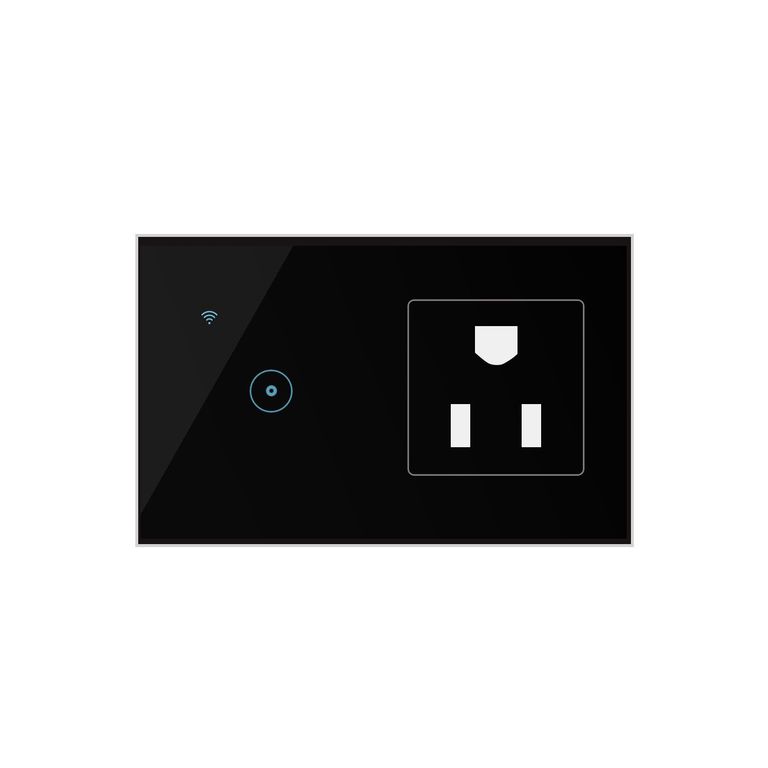 Enchufe con Interruptor de 1 Botón Inteligente Wifi Negro