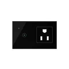 OEM - Enchufe con Interruptor de 1 Botón Inteligente Wifi Negro