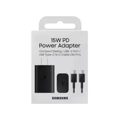 SAMSUNG - Cargador 15W PD Adapter USB-C con Cable 1m Negro