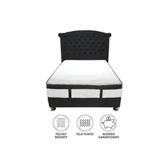 BARAKA HOME - Dormitorio Platinium Con Almohada y Cojin Queen - Negro