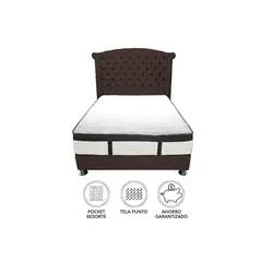 BARAKA HOME - Dormitorio Platinium Con Almohada y Cojin Queen - Chocolate