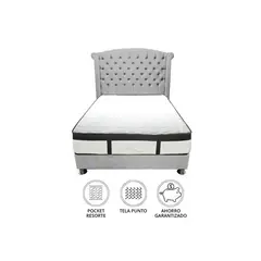 BARAKA HOME - Dormitorio Platinium Con Almohada y Cojin Queen - Gris Claro