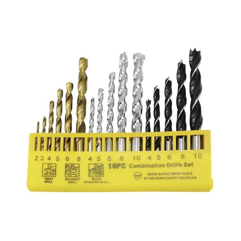 Set de Brocas x 16 Unidades para Madera/Metal/Concreto KM1065