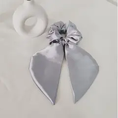 GENERICO - Scrunchie lazo de Satín - No daña el cabello - Gris