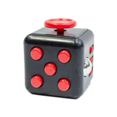 GENERICO - Cubo Relajante Antiestres Negro Con Botones Rojo FIDGET CUBE