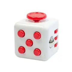 GENERICO - Cubo Relajante Antiestres Blanco Con Boton Rojo FIDGET CUBE