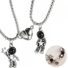 GENERICO - Collar Para Pareja Astronauta Corazon magnetico Regalo Especial