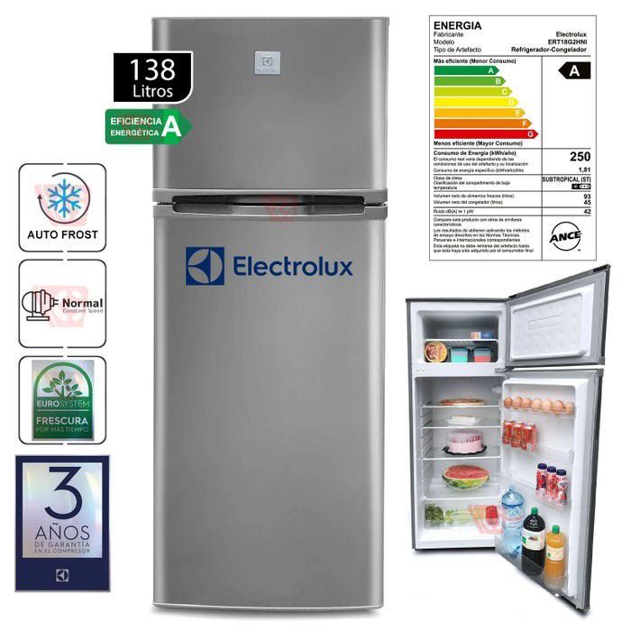 Refrigeradora 2 Puertas 138Lts ERT18G2HNI Gris
