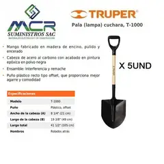 TRUPER - Pala O LAMPA MINERA T-1000 con puño "Y" 5 UND
