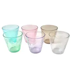 GENERICO - Set De Vasos de Vidrio Multicolor x 6 Unidades