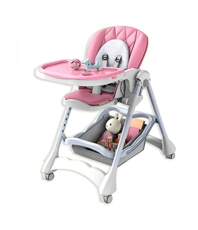 Silla De Comer Multifuncional Para Bebe Plegable Rosado