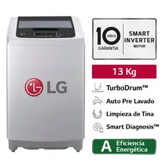 LG - LAVADORA 13KG SMART MOTION INVERTER CARGA SUPERIOR WT13DPBK COLOR PLATA LIBRE MEDIO