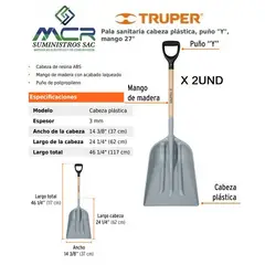 TRUPER - Pala O LAMPA SANITARIA con puño Y Y MANGO DE 27 PULG x 2UND