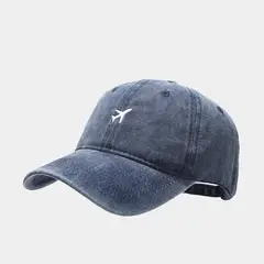 PEACE AND LOVE - Gorro Unisex Azul Vintage Avion Blanco