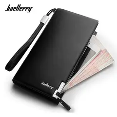 BAELLERRY - BILLETERA LARGA HOMBRE CUERO MONEDERO CON CIERRE - M001