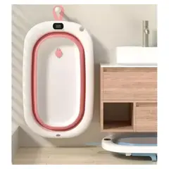 GENERICO - Bañera Infantil Plegable Termómetro Plegable Portátil Rosa