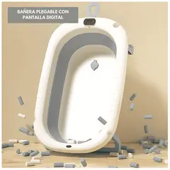 GENERICO - Bañera Infantil Plegable Termómetro Plegable Portátil Inteligente - Gris oscuro