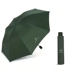 GENERICO - Paraguas Sombrilla Plegable de Mano para el Sol o Lluvia Protección UV color Verde Militar