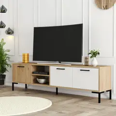 TU MESITA - Mueble para TV funcional 3 puertas Igor color Duna/blanco