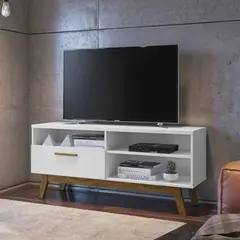 TU MESITA - Mesa para TV multiusos 1 cajon Florentino color Blanco