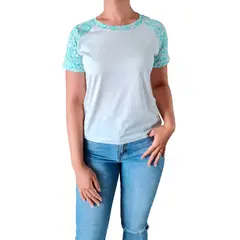 GENERICO - Polo Mujer Manga Corta Flores - Nathalie Love It - Verde