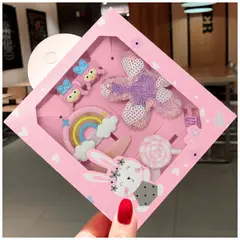 KELLER - Set de 8 Ganchos para Niñas Bebés Kawaii S47 Rosa-Muñeca
