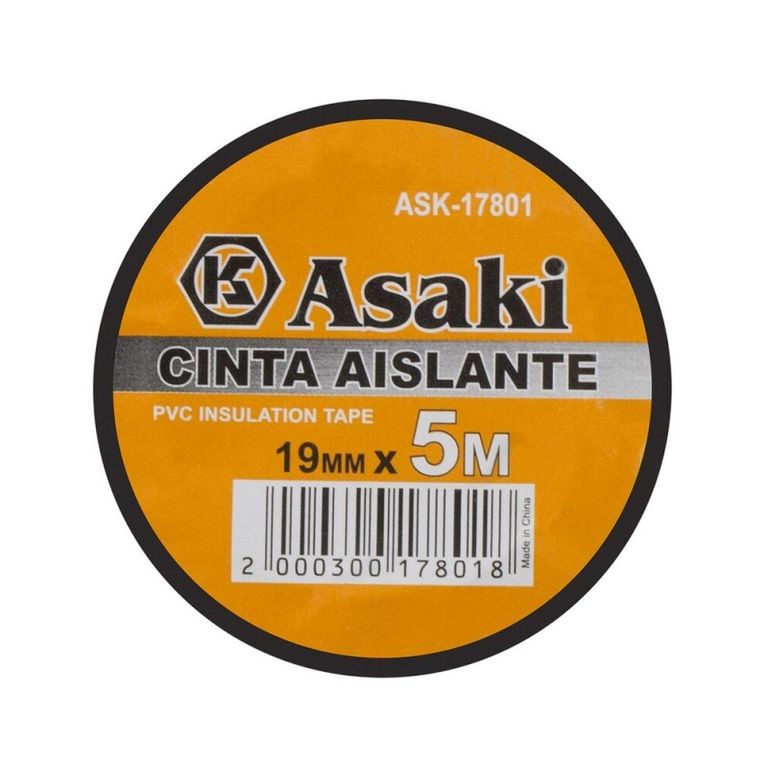Cinta Aislante de Pvc Negra 19mm x 5mtrs ASK17801