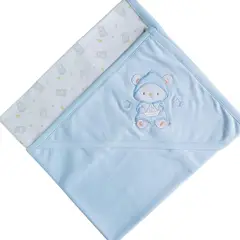 GENERICO - Colcha Bebé Algodón Pima 78 x 75 cm - Celeste